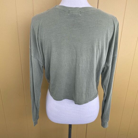 Sky & Sparrow women M cotton blend drop shoulder Longsleeve top green - Picture 5 of 7